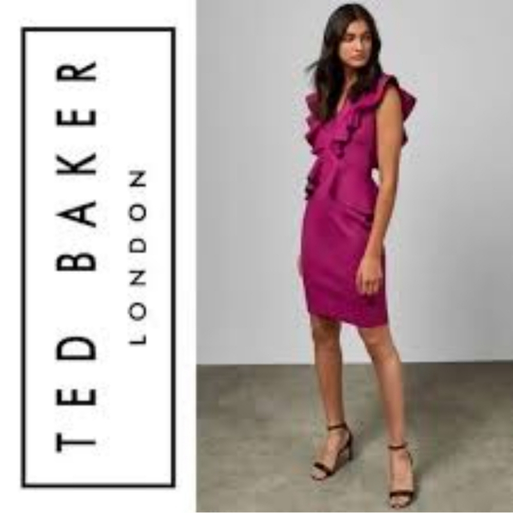 Ted Baker London Alair Ruffle Peplum Pink. Ted Size: 3 US Medium.